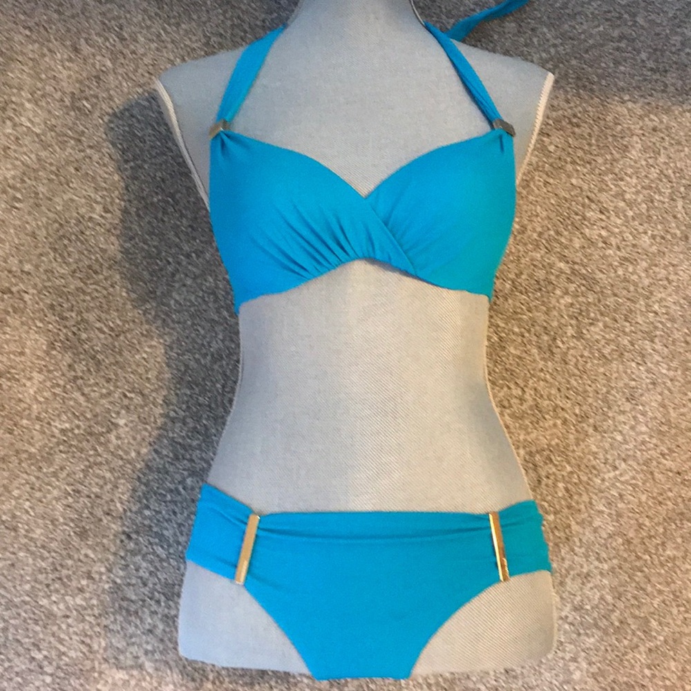 Bright blue swimsuit